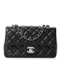 Lambskin Quilted Mini Rectangular Flap Black