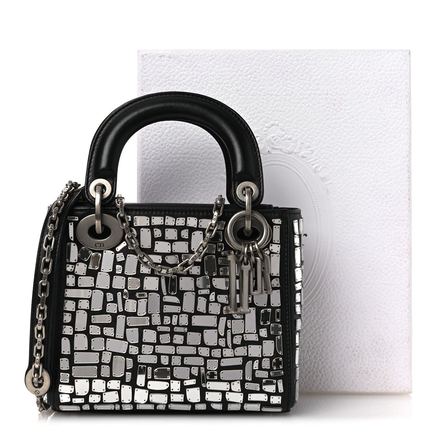 Smooth Calfskin Embroidered Mini Mosaic of Mirrors Lady Dior Black