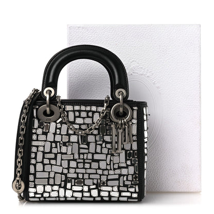 Smooth Calfskin Embroidered Mini Mosaic of Mirrors Lady Dior Black