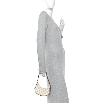 Canvas Calfskin Mini Ava Triomphe Shoulder Bag White