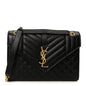 Grain De Poudre Textured Mixed Matelasse Triquilt Medium Monogram Satchel Black