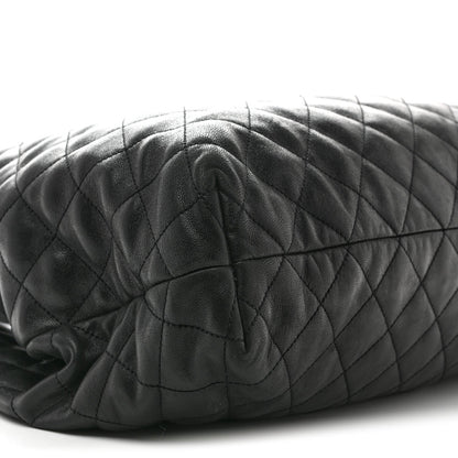 Lambskin Quilted Maxi Icare Shopping Tote Black