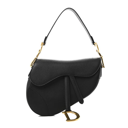 Grained Calfskin Saddle Bag Black