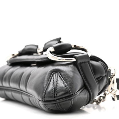 Nappa Vertical Matelasse Small Maxi Horsebit Chain Shoulder Bag Black