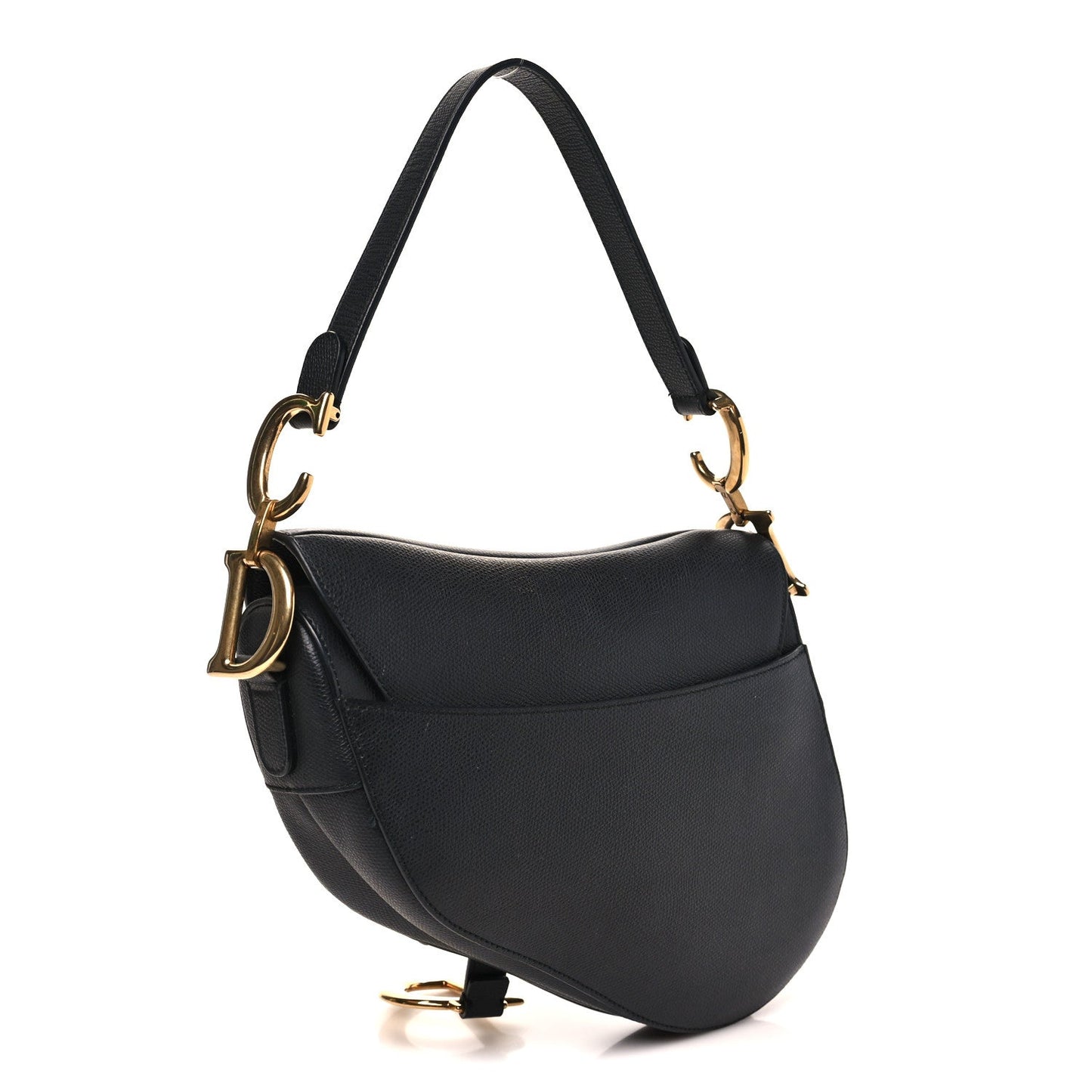 Grained Calfskin Saddle Bag Black
