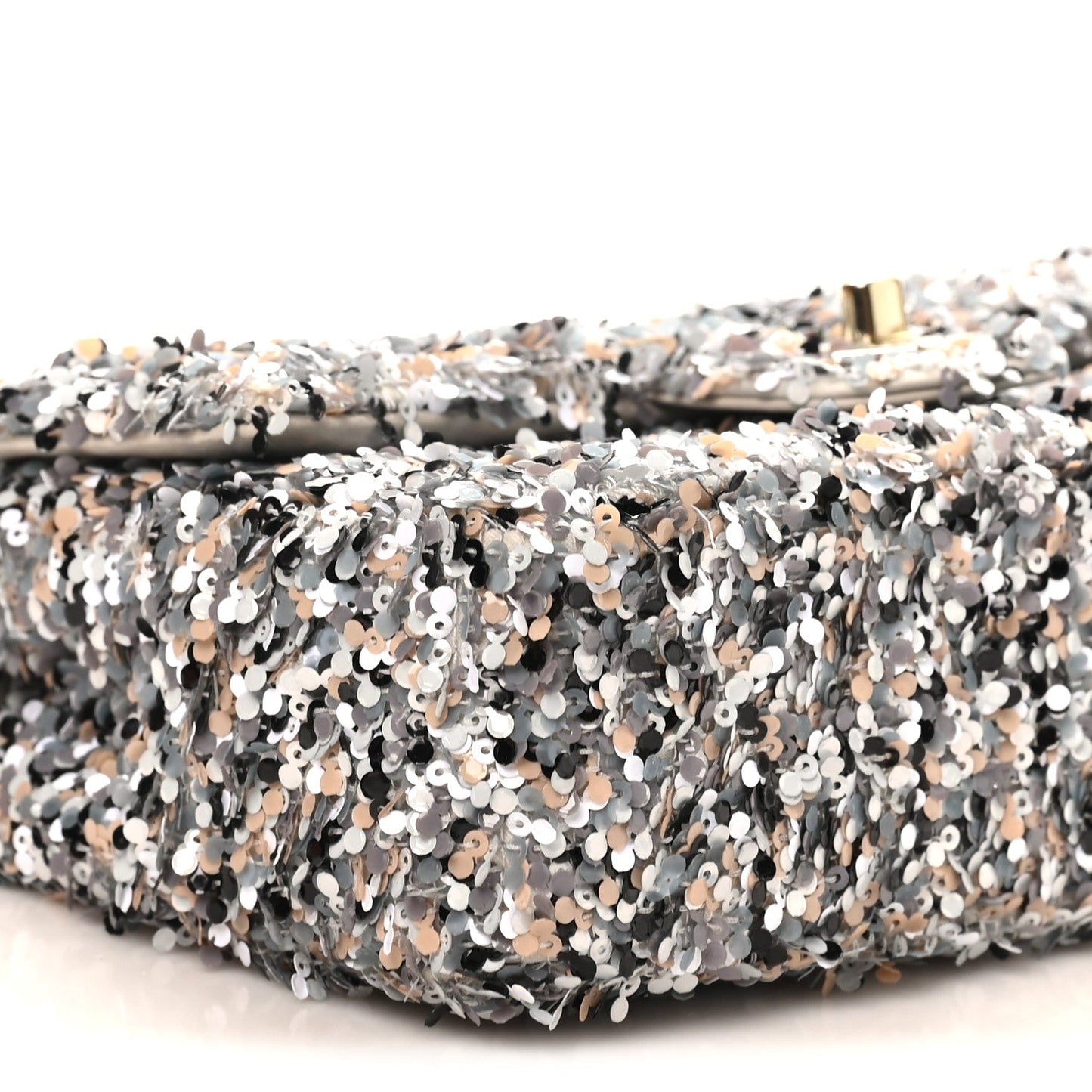 Sequin Quilted Small Single Flap Grey Black White Pearly White