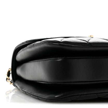 Lambskin Quilted Small Trendy CC Dual Handle Flap Bag Black