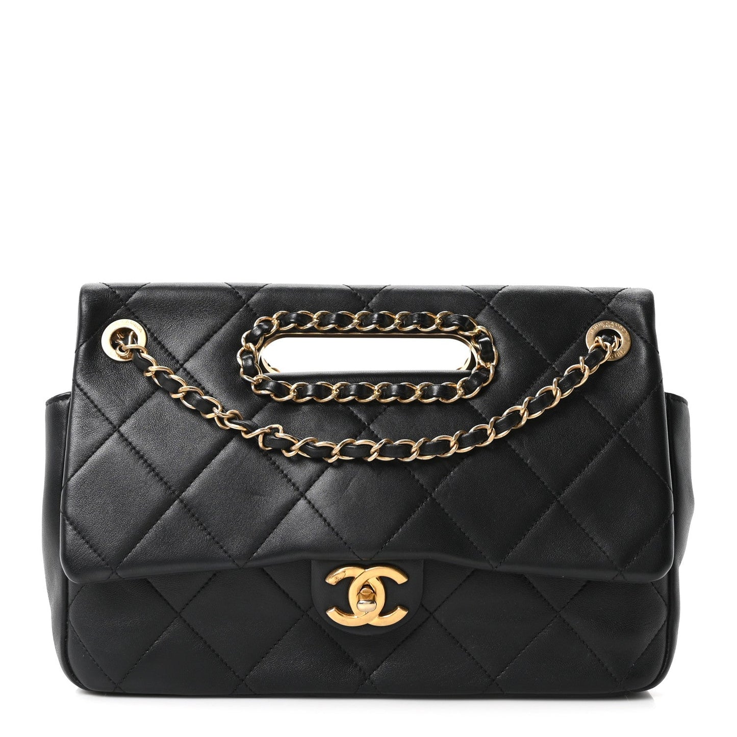 Lambskin A Real Catch Flap Bag Black