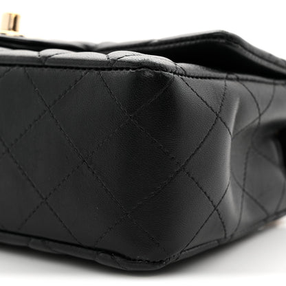 Lambskin Quilted Mini Rectangular Flap Black