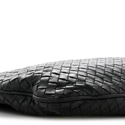 Nappa Intrecciato Flat Shoulder Bag Black