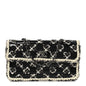 Tweed Patent Quilted Rectangular Flap Black White