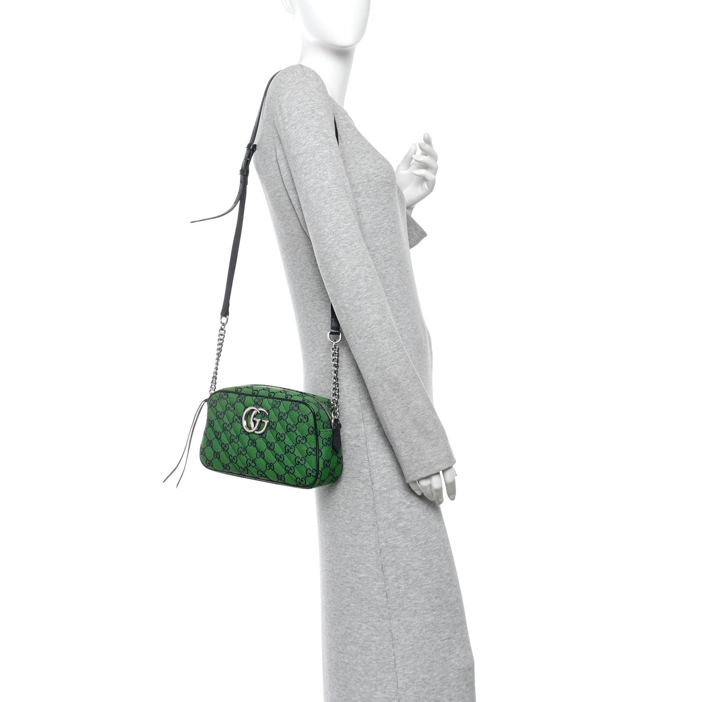 Monogram Multicolor Matelasse Diagonal Small GG Marmont Chain Shoulder Bag Green Blue