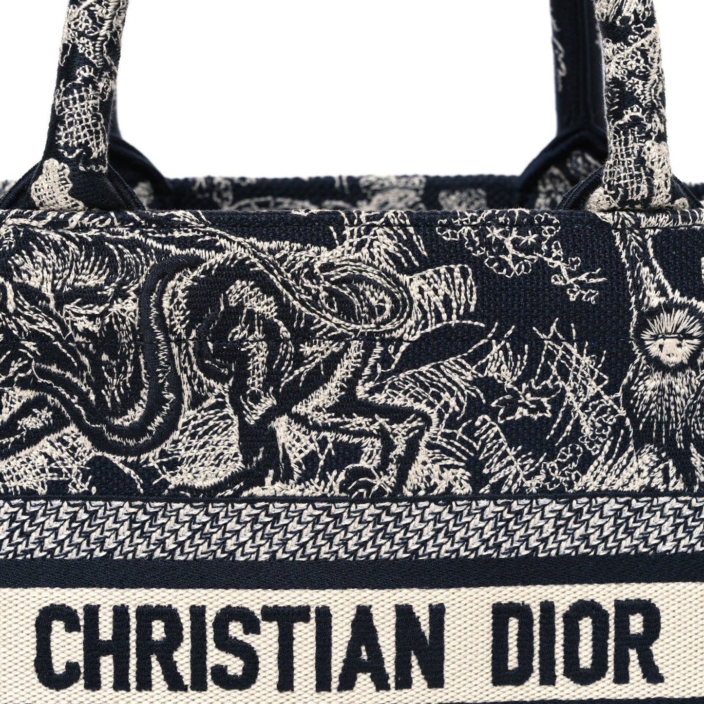 Canvas Embroidered Small Dioriviera Toile De Jouy Book Tote Blue