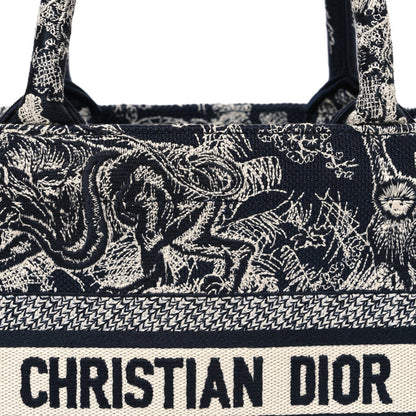 Canvas Embroidered Small Dioriviera Toile De Jouy Book Tote Blue