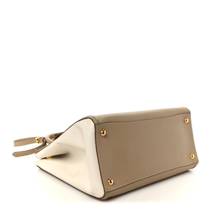 Saffiano Lux Bi-Color Tote Bag Visone Talco