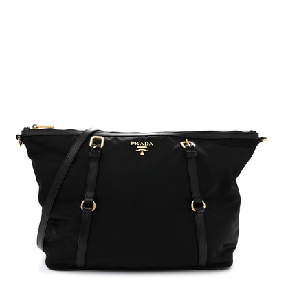 Saffiano Tessuto Nylon Shopping Tote Black