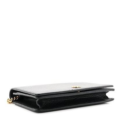 Calfskin Mini GG Marmont Chain Wallet Black