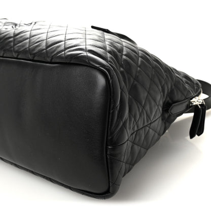 Calfskin Quilted ES Giant Travel Bag Black