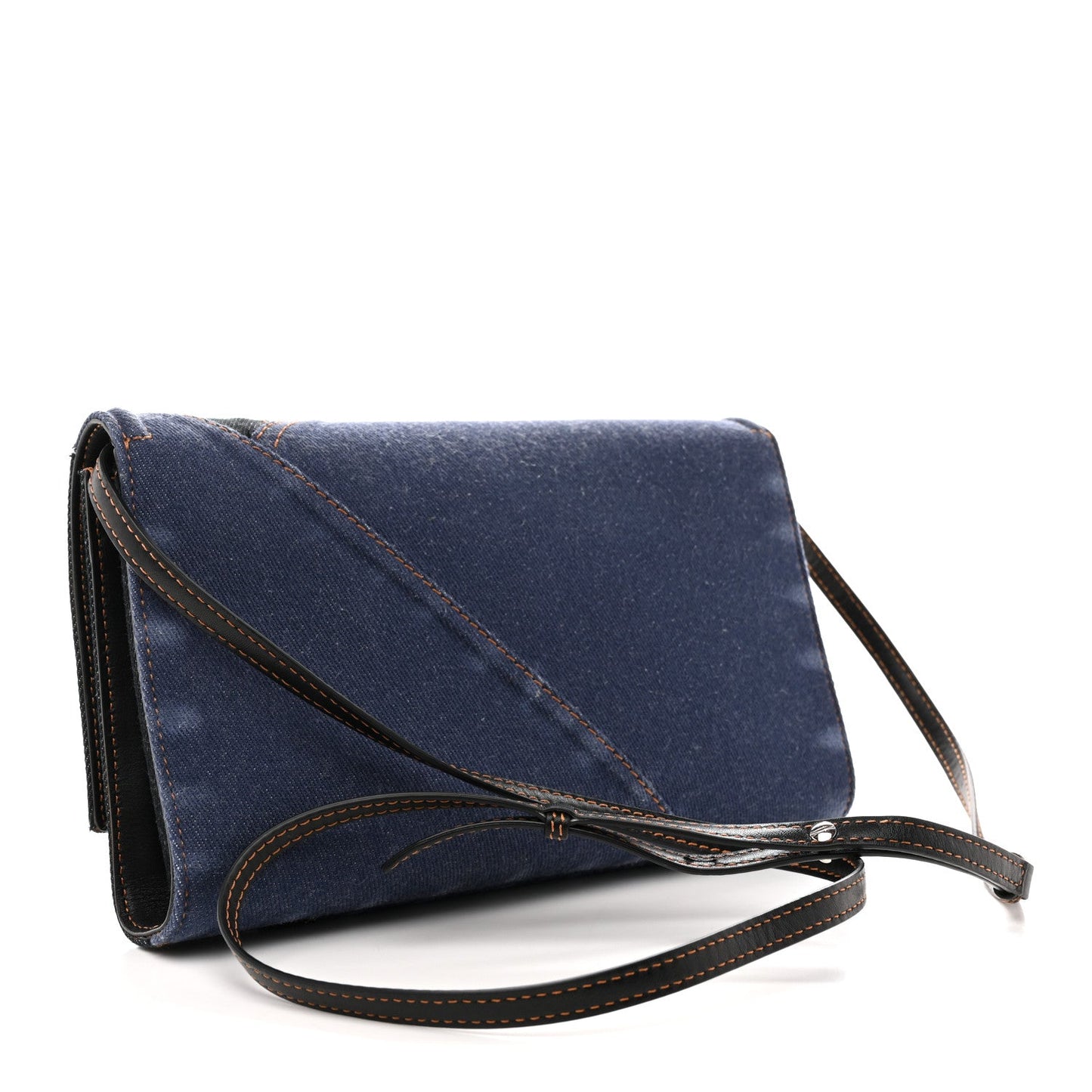 Denim Calfskin The Story Shoulder Bag Blue