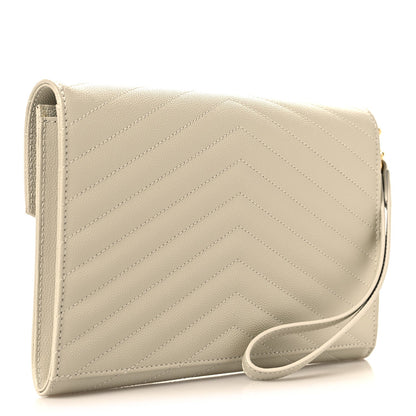 Grain De Poudre Matelasse Chevron Cassandre Envelope Chain Wallet Crema Soft