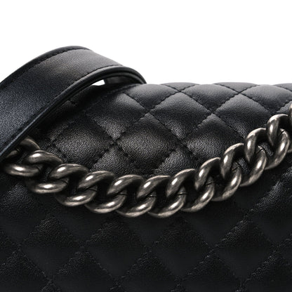 Lambskin Quilted New Medium Boy Flap Black