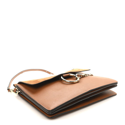 Suede Calfskin Medium Faye Shoulder Bag Caramel