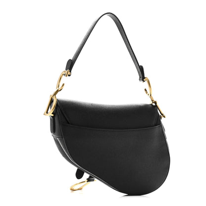 Grained Calfskin Saddle Bag Black
