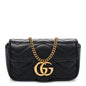 Calfskin Matelasse Super Mini GG Marmont Shoulder Bag Black