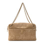 Suede Calfskin Maxi Camera Case Dark Beige