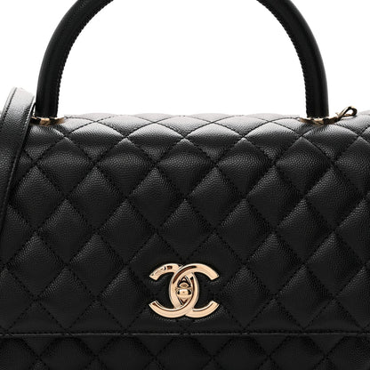Caviar Quilted Small Coco Handle Flap Black