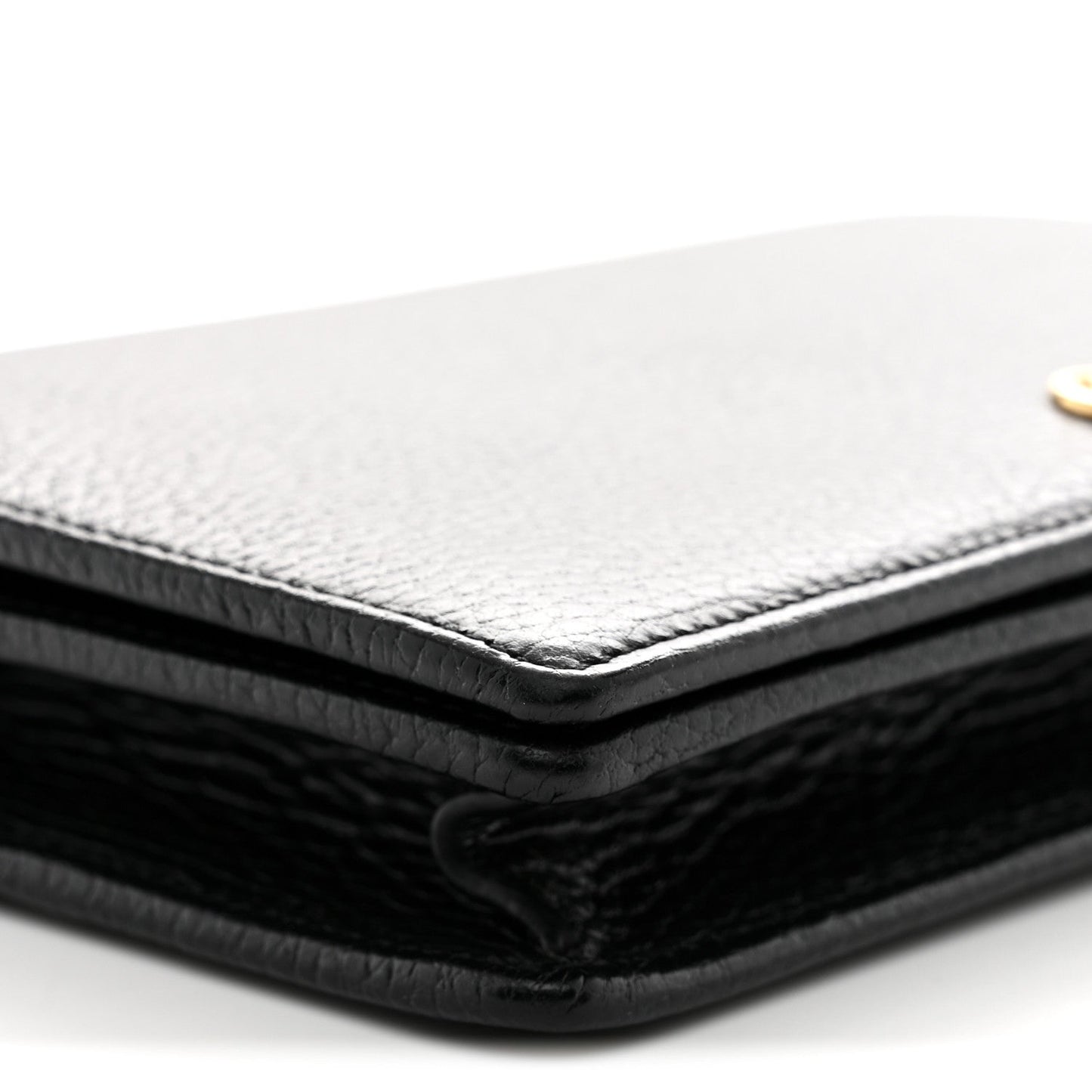 Calfskin Mini GG Marmont Chain Wallet Black