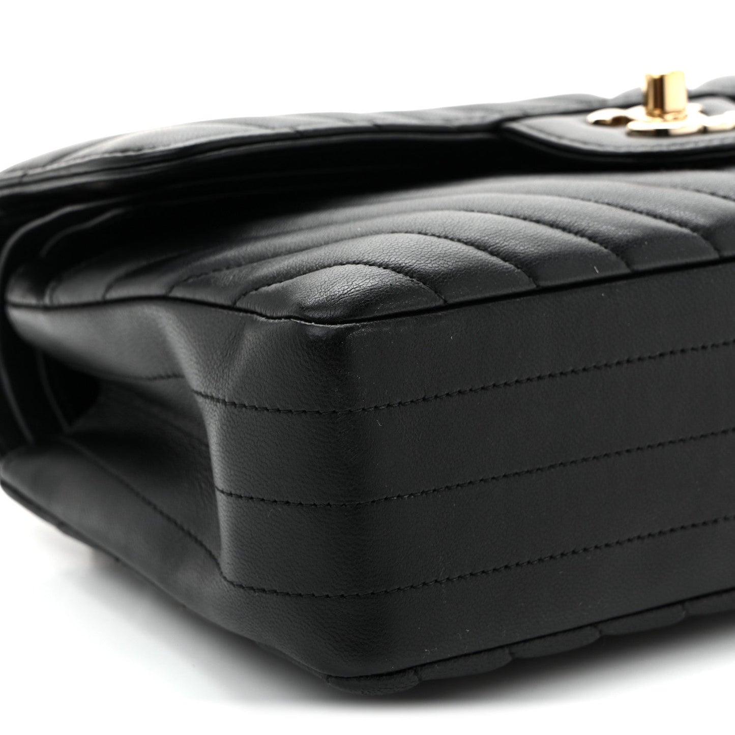 Lambskin Chevron Quilted Small Double Flap Black