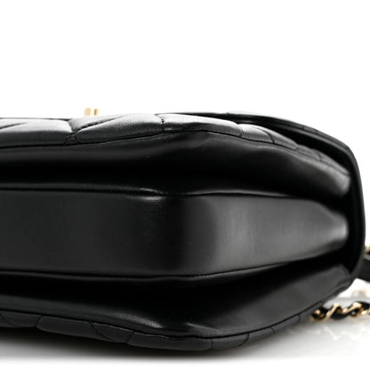 Lambskin Quilted Small Trendy CC Dual Handle Flap Bag Black