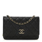 Caviar Quilted Perforated Metal CC Wallet On Chain WOC Black