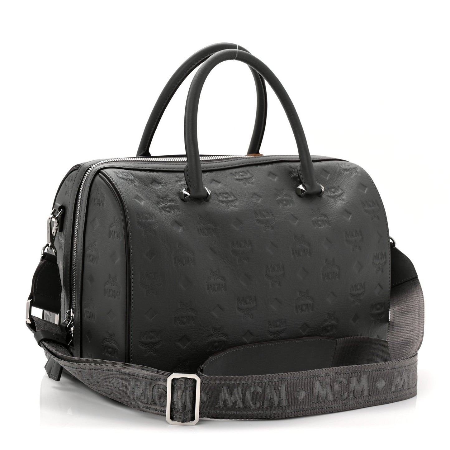 Calfskin Ottomar Monogram Essential Boston Bag Grey