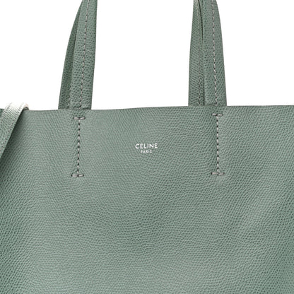 Grained Calfskin Small Vertical Cabas Green
