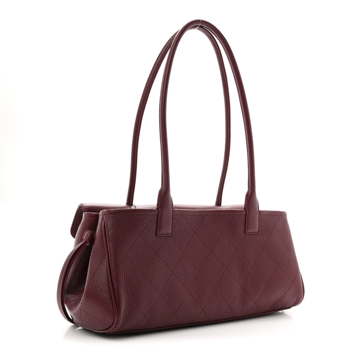 Grained Calfskin Stitched Urban Essentials Small Shopping Bag Burgundy