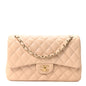 Lambskin Quilted Jumbo Double Flap Beige