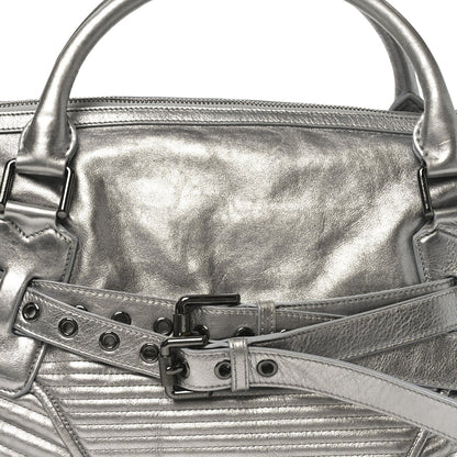 Metallic Calfskin Winnieford Satchel Silver