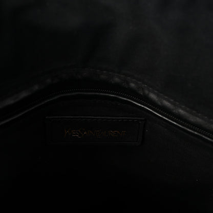 Calfskin Snakeskin Oversized Muse Satchel Black Beige