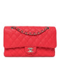Caviar Quilted Medium Double Flap Dark Pink