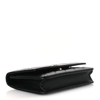Caviar Quilted Crystal Star Wallet On Chain Black