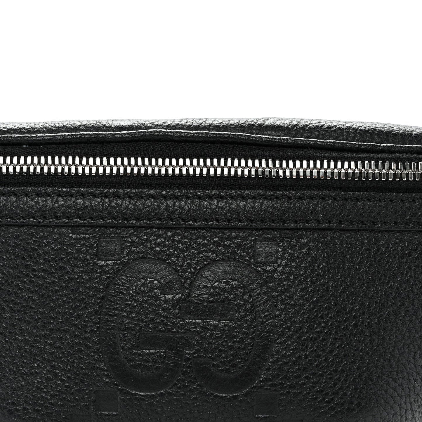 Piuma Calfskin Jumbo GG Embossed Small Belt Bag Black
