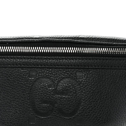 Piuma Calfskin Jumbo GG Embossed Small Belt Bag Black