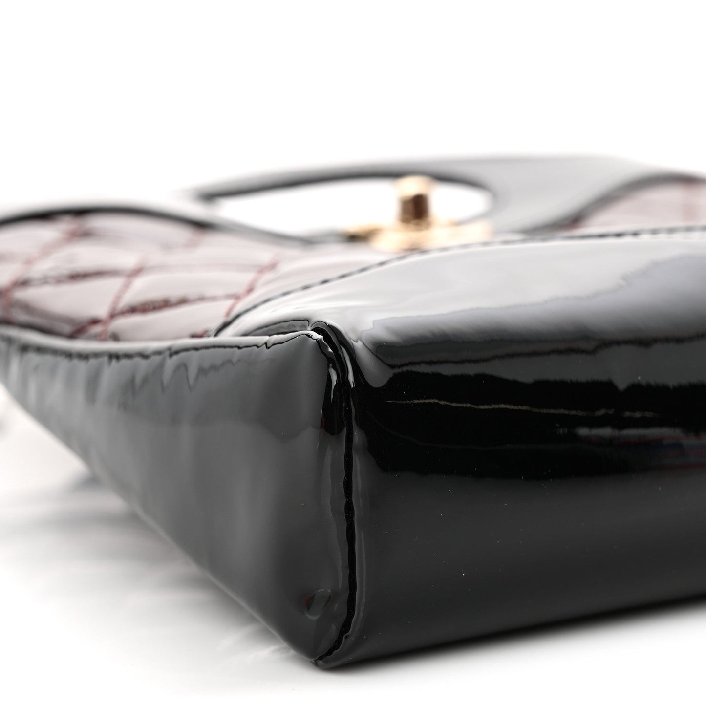 Patent Calfskin Quilted Mini 31 Shopping Bag Burgundy Black