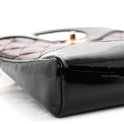 Patent Calfskin Quilted Mini 31 Shopping Bag Burgundy Black