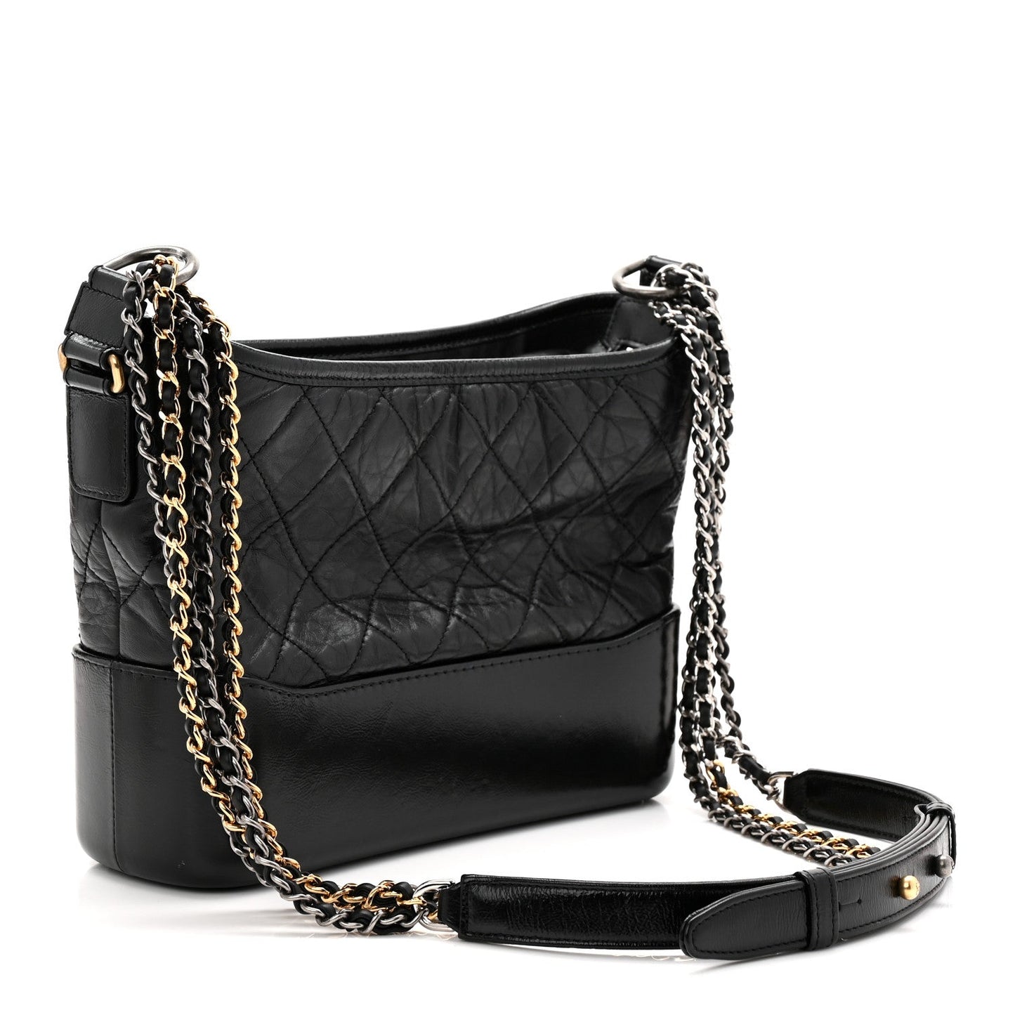 Aged Calfskin Quilted New Medium Gabrielle Hobo Black
