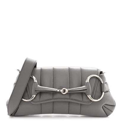 Nappa Vertical Matelasse Small Maxi Horsebit Chain Shoulder Bag Gray