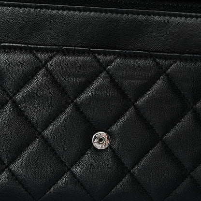 Lambskin Quilted Boy Wallet On Chain WOC Black