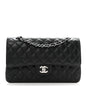 Caviar Quilted Medium Double Flap Black